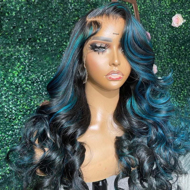 Brazilian with Blue Highlight - Straight or Body Wave