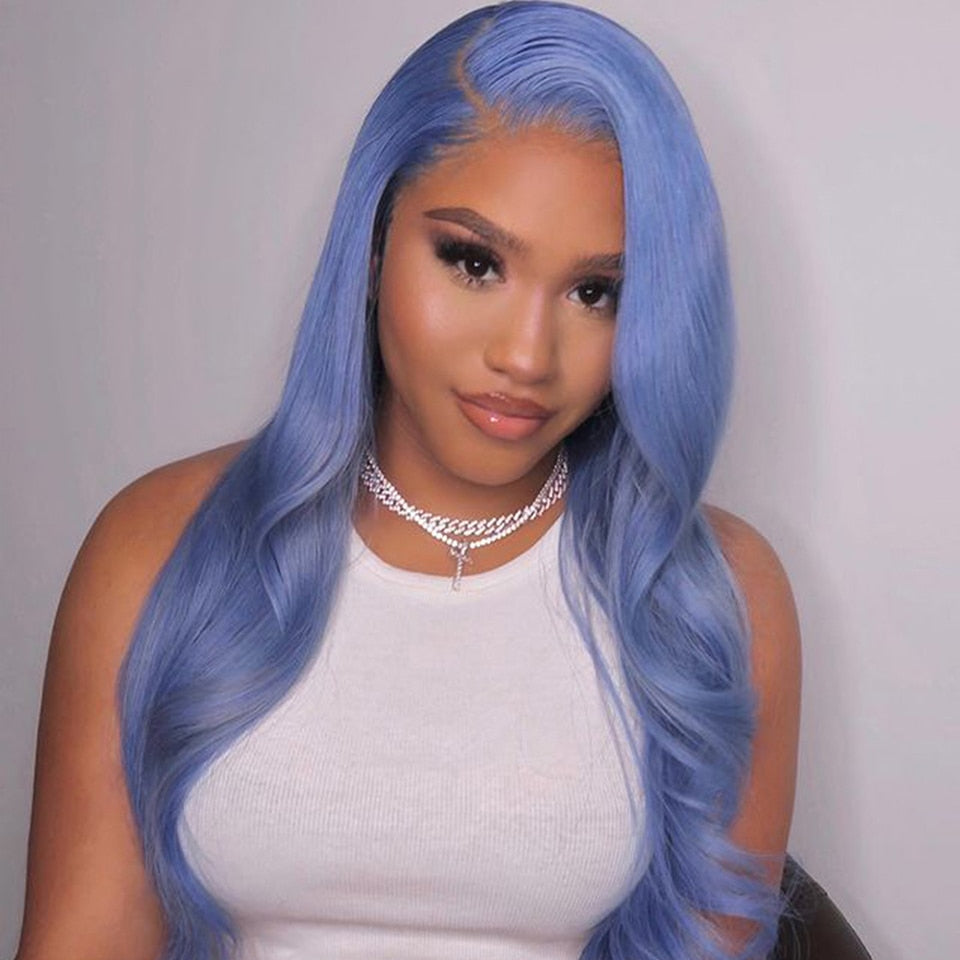 Blue or Auburn Colored Body Wave Wig