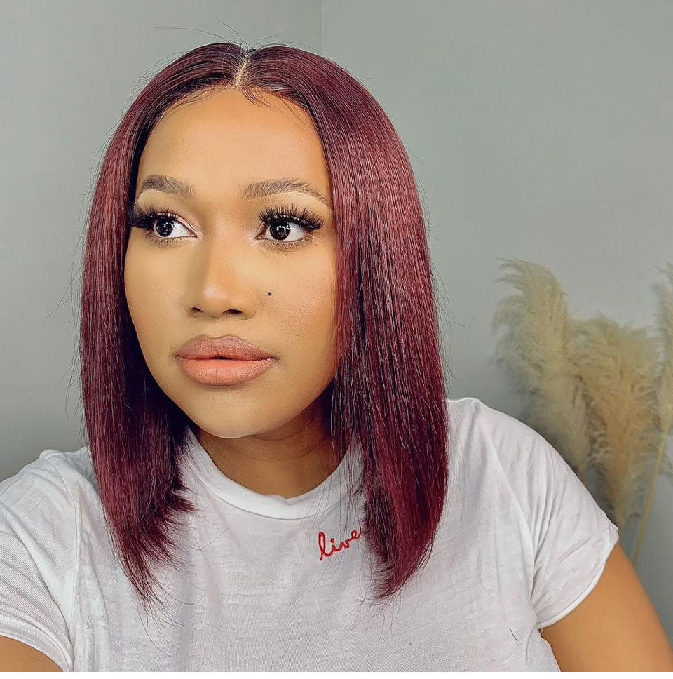 Burgundy Lace Front Bob Wig